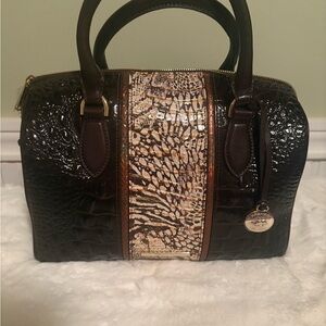 Brahmin Stacy Cocoa Goldspur Elegant Brown Crocodile-Embossed Handbag, NWT